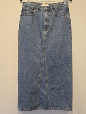 Abercrombie & Fitch High Rise Denim Maxi Skirt Sz 27 Medium Wash